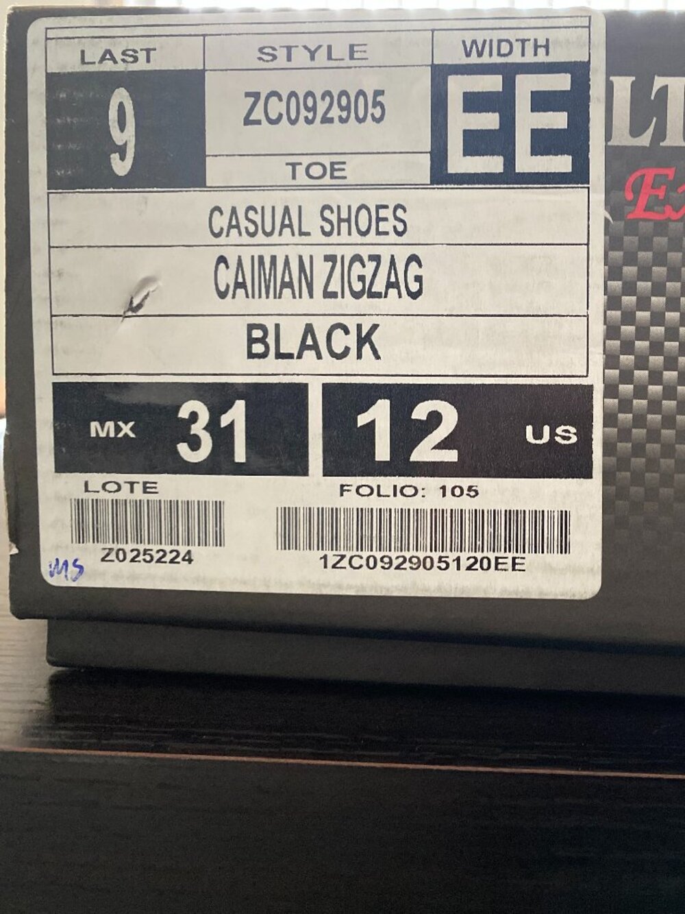 Los Altos Genuine Caiman Leather ZigZag Casual Sneakers Black size 12 EE NIB